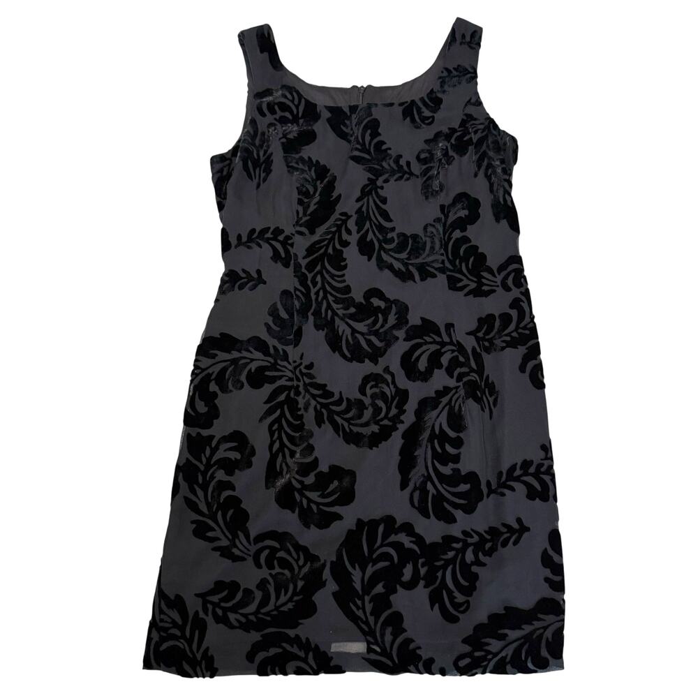 Vintage Hugo Buscati Mini Dress Sleeveless Velvet Burnout Black Size 2 Petite